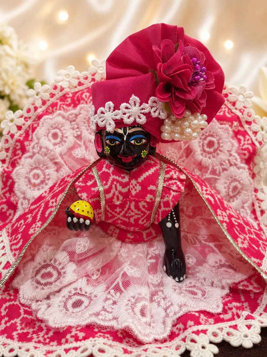 Pink Cotton Bandhani Print Laddu Gopal Dress