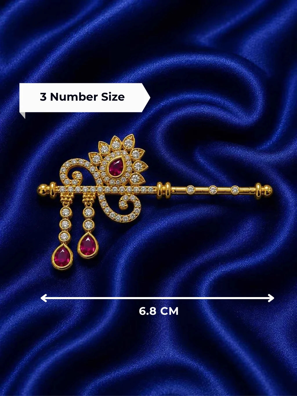 Pink Teardrop Adorned Murli for Deity