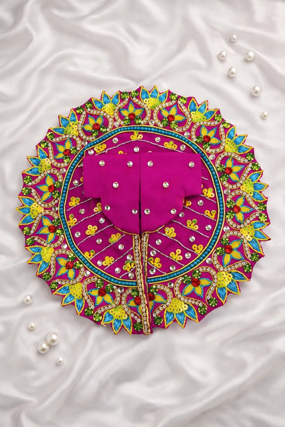 Rani color stone work Laddu Gopal poshak handcrafted festive shringar dress