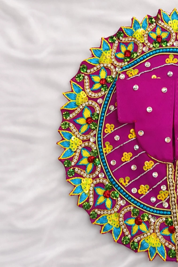 Rani color stone work Laddu Gopal poshak handcrafted festive shringar dress