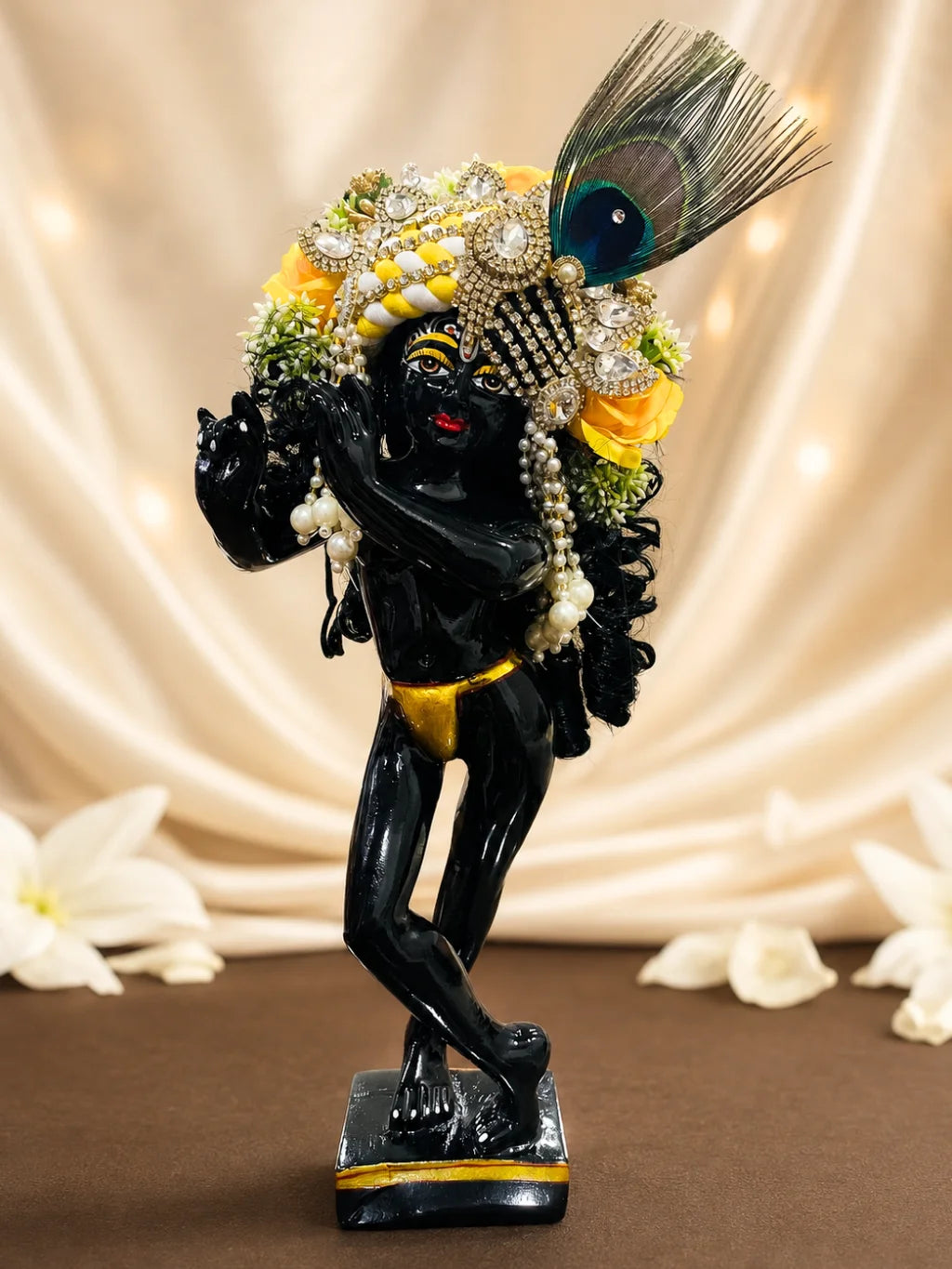 Prem Tarang Mukut with Hair for Krishna idol featuring a royal crown and ready-styled hair for divine head shringar