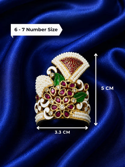 Premium Handcrafted Meenakari Pagdi Mukut, Haar & Earrings Shringar Set