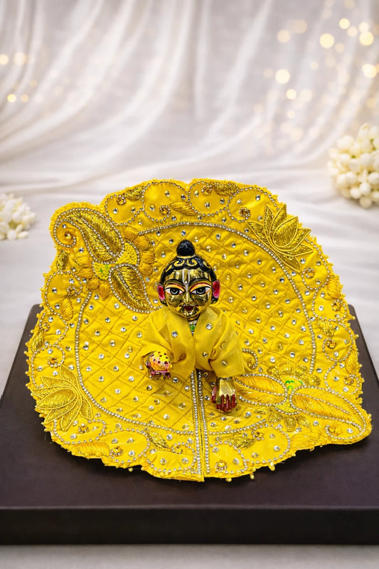 Premium yellow Laddu Gopal dress elegant festive shringar poshak
