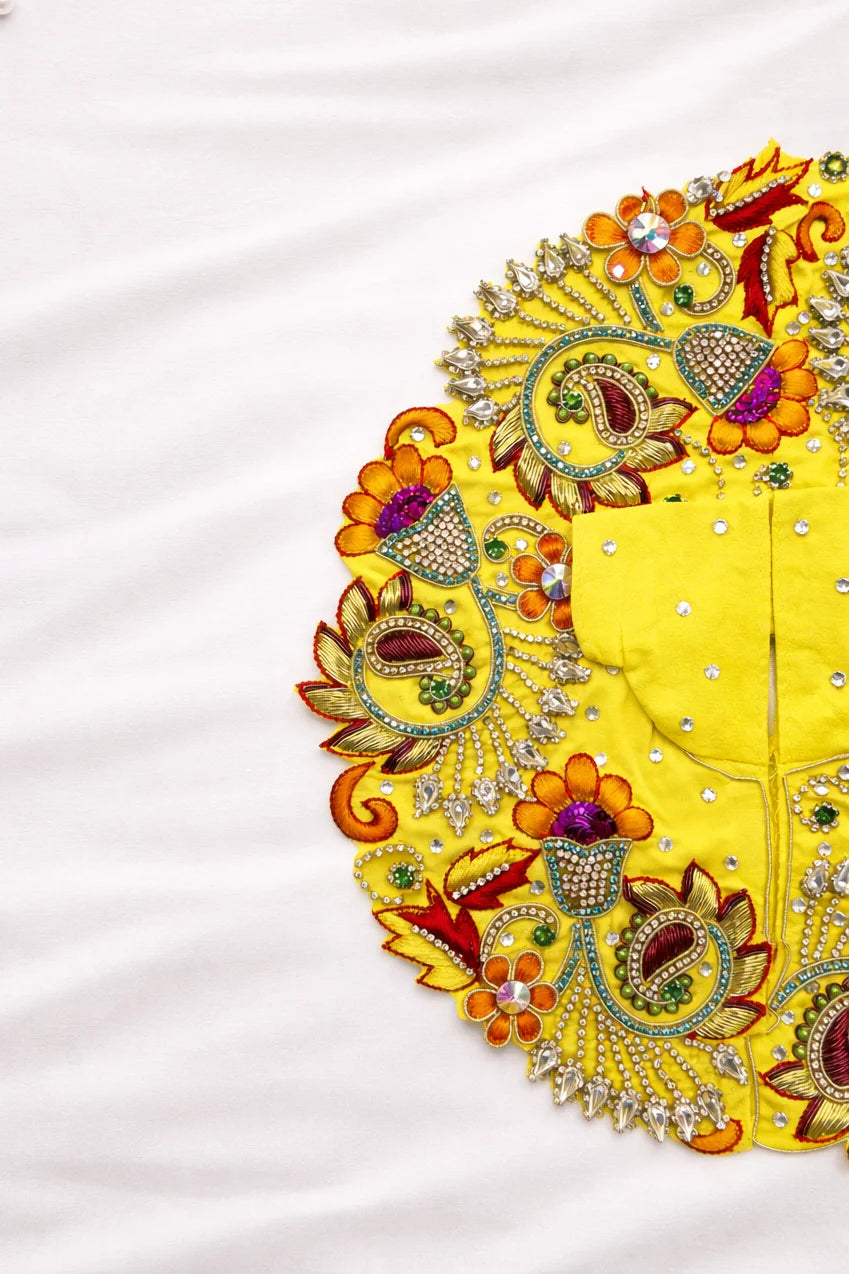 Premium yellow stone work Laddu Gopal poshak royal festive shringar