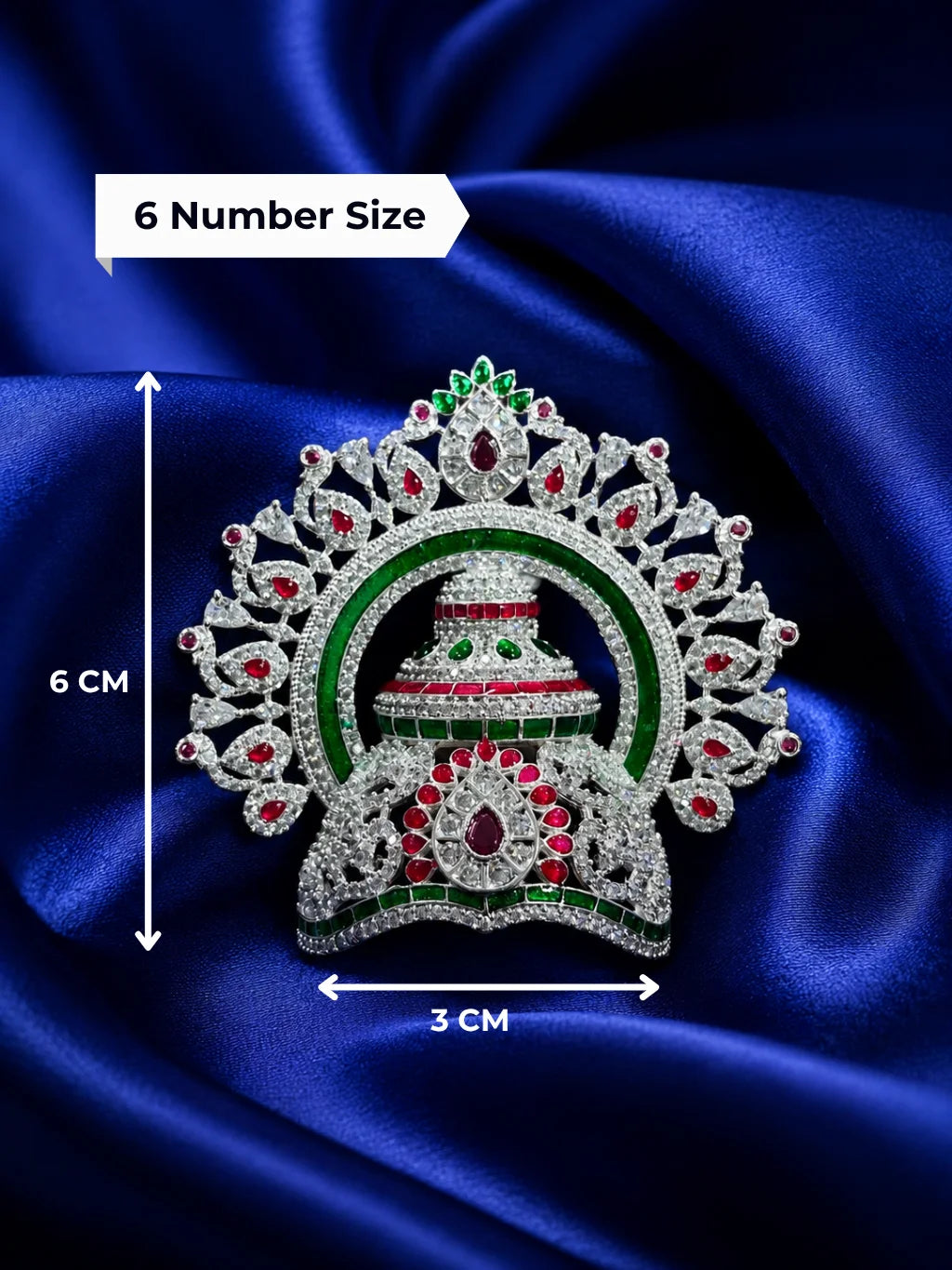 Premium gold plated Swarnakala mandap mukut crown with white American Diamonds and temple arch motifs for Laddu Gopal deity shringar
