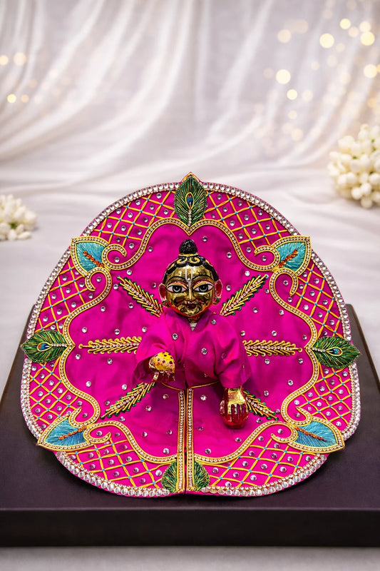 Premium pink stone work Laddu Gopal poshak royal festive shringar