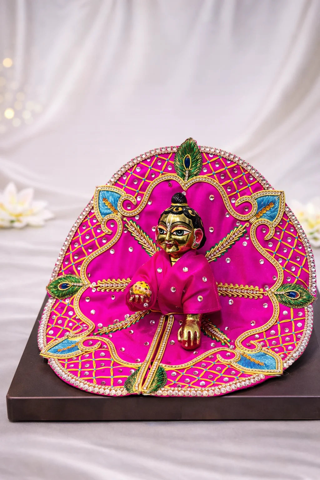 Premium pink stone work Laddu Gopal poshak royal festive shringar