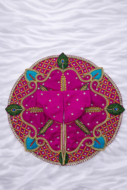 Premium pink stone work Laddu Gopal poshak royal festive shringar