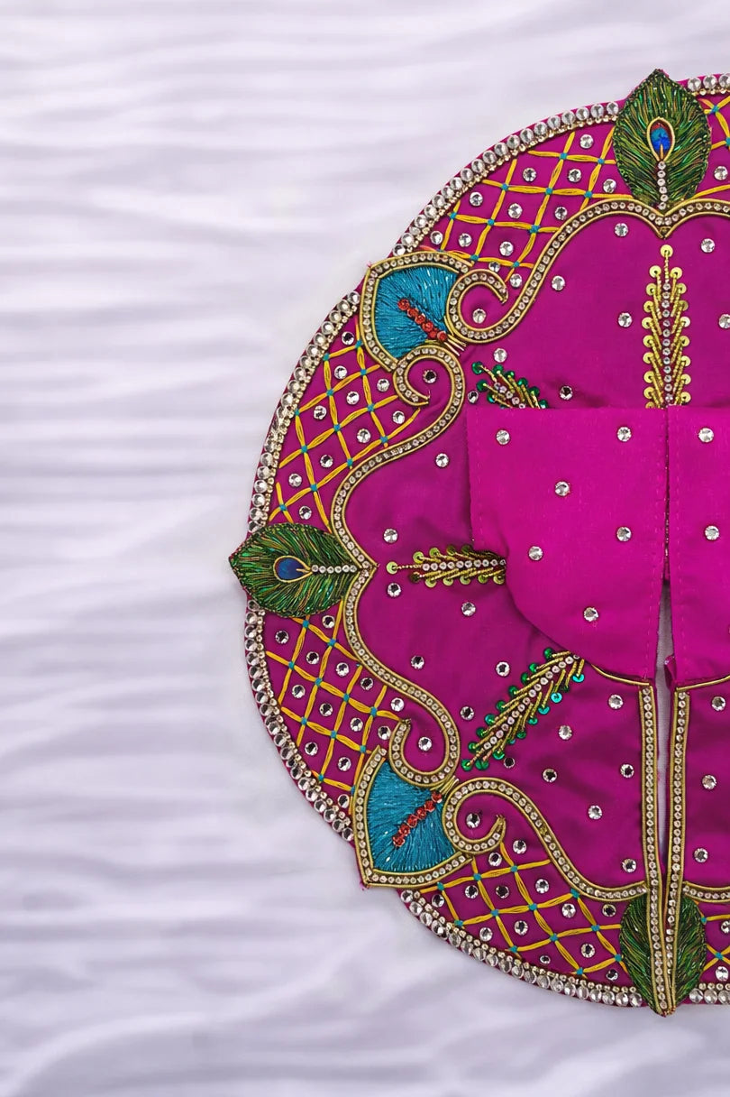 Premium pink stone work Laddu Gopal poshak royal festive shringar