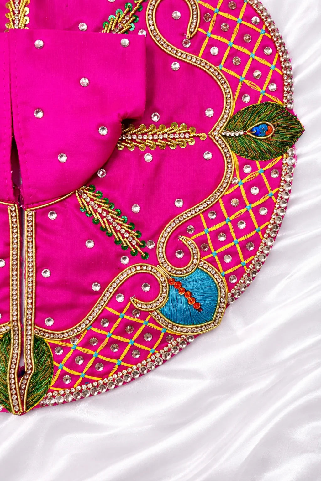 Premium pink stone work Laddu Gopal poshak royal festive shringar