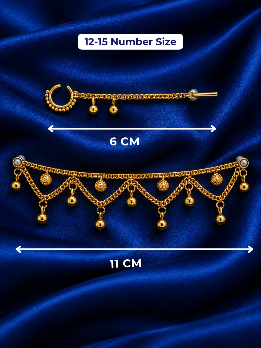 Pushp Valli Gold Plated Nath and Kamarband Set for Deity with floral-inspired traditional design
