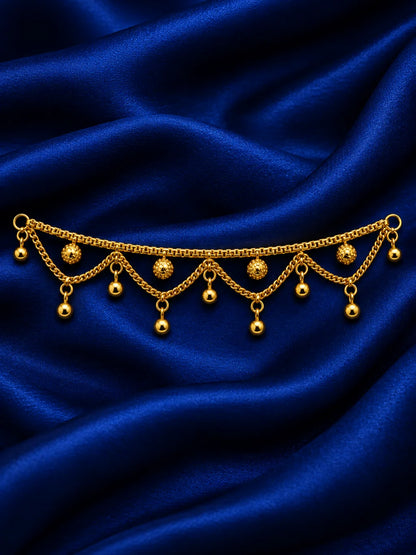 Pushp Valli Gold Plated Nath and Kamarband Set for Deity with floral-inspired traditional design
