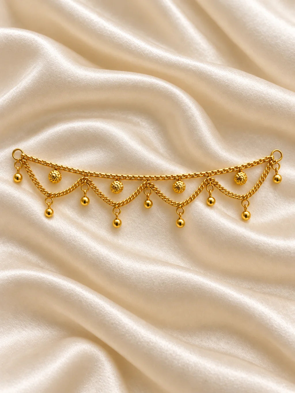 Pushp Valli Gold Plated Nath and Kamarband Set for Deity with floral-inspired traditional design
