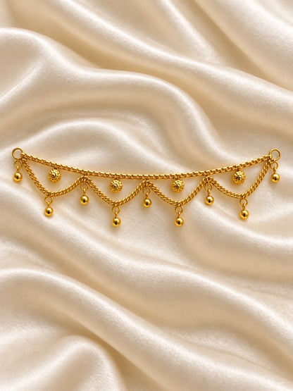 Pushp Valli Gold Plated Nath and Kamarband Set for Deity with floral-inspired traditional design
