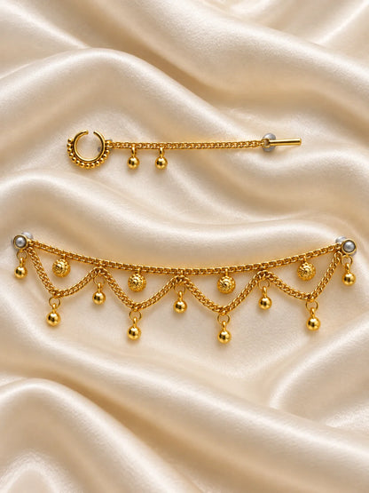 Pushp Valli Gold Plated Nath and Kamarband Set for Deity with floral-inspired traditional design

