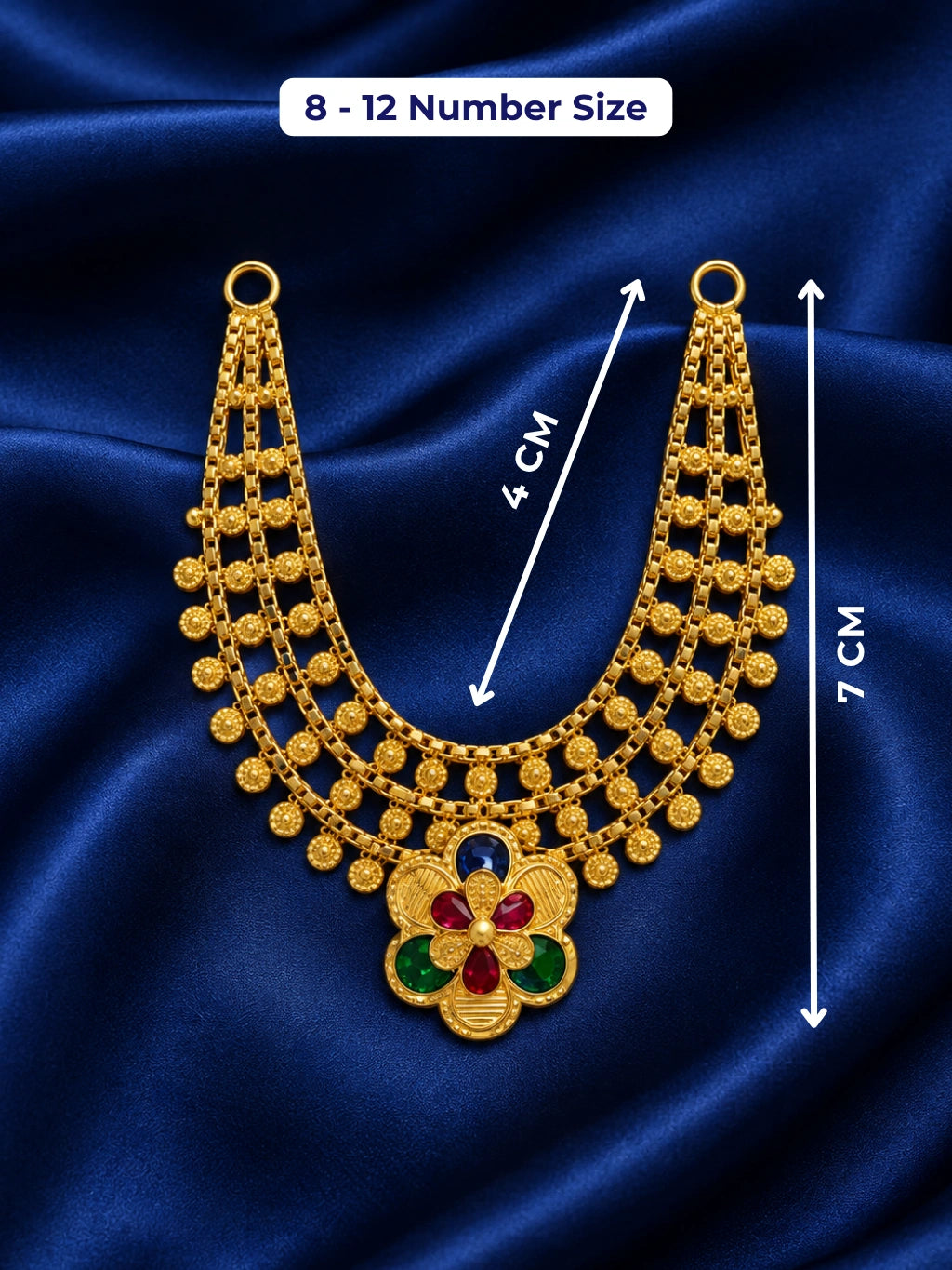 Pushpa Temple Gold Plated Haar for Deity with graceful floral motifs, intricate temple-style detailing and a rich golden finish for divine festive shringar.
