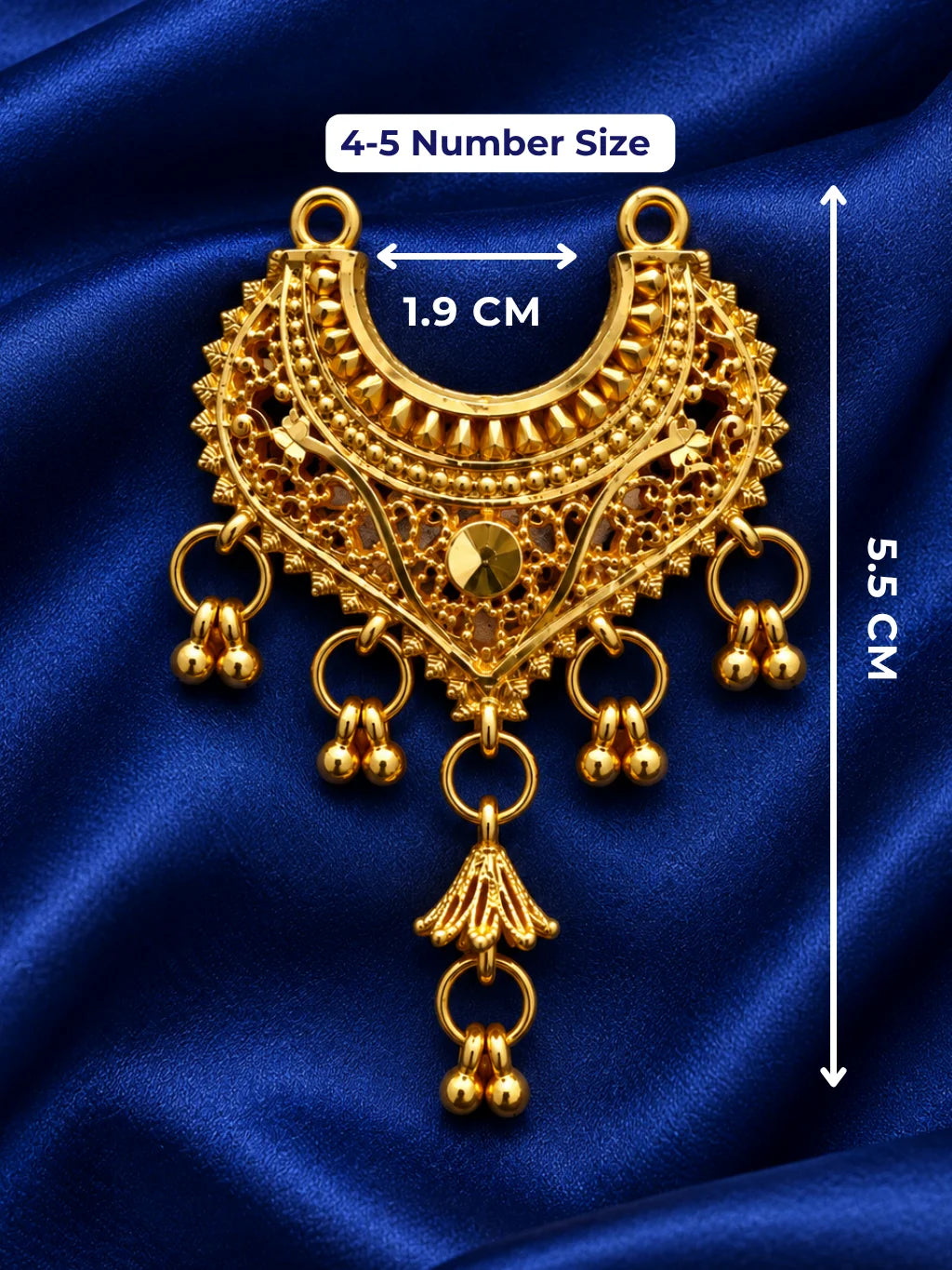 Raj Mahal Gold Plated Haar for Deity featuring intricate royal-inspired detailing and a rich golden finish. Ideal for Laddu Gopal and festive shringar.