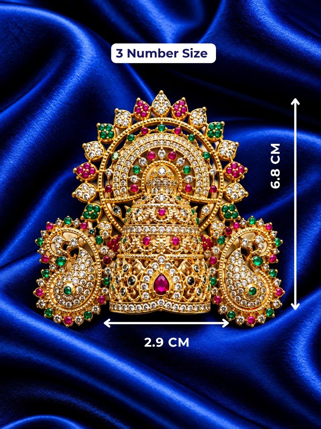 Raj Mandir AD Mukut for Deity with temple-inspired royal design and sparkling American Diamond detailing