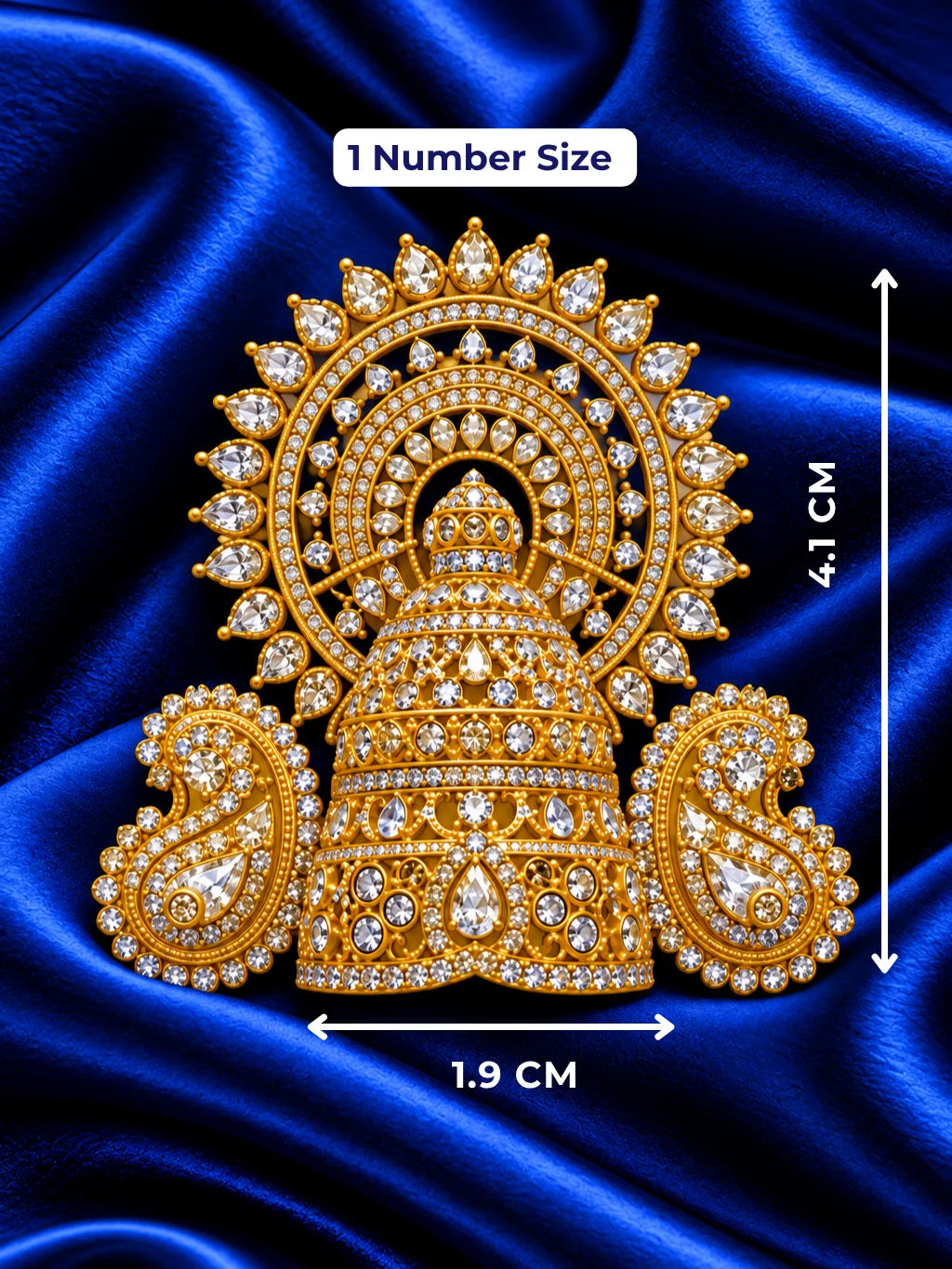 Raj Mandir AD Mukut for Deity with temple-inspired royal design and sparkling American Diamond detailing