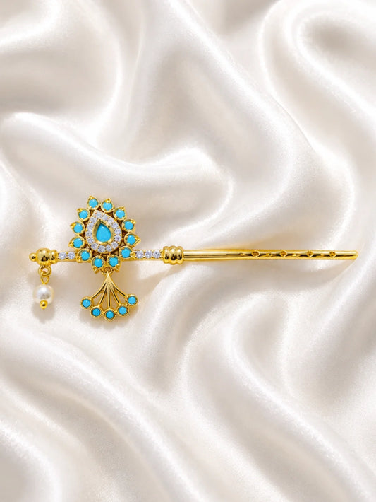 Rajasi Ratnajadit Gold-Plated Bansi for Laddu Gopal – Premium Krishna Flute