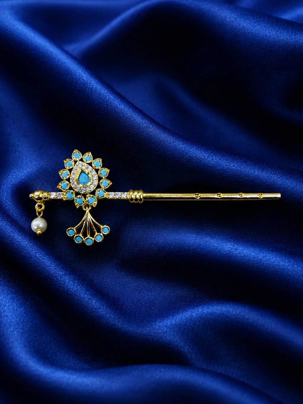 Rajasi Ratnajadit Gold-Plated Bansi for Laddu Gopal – Premium Krishna Flute