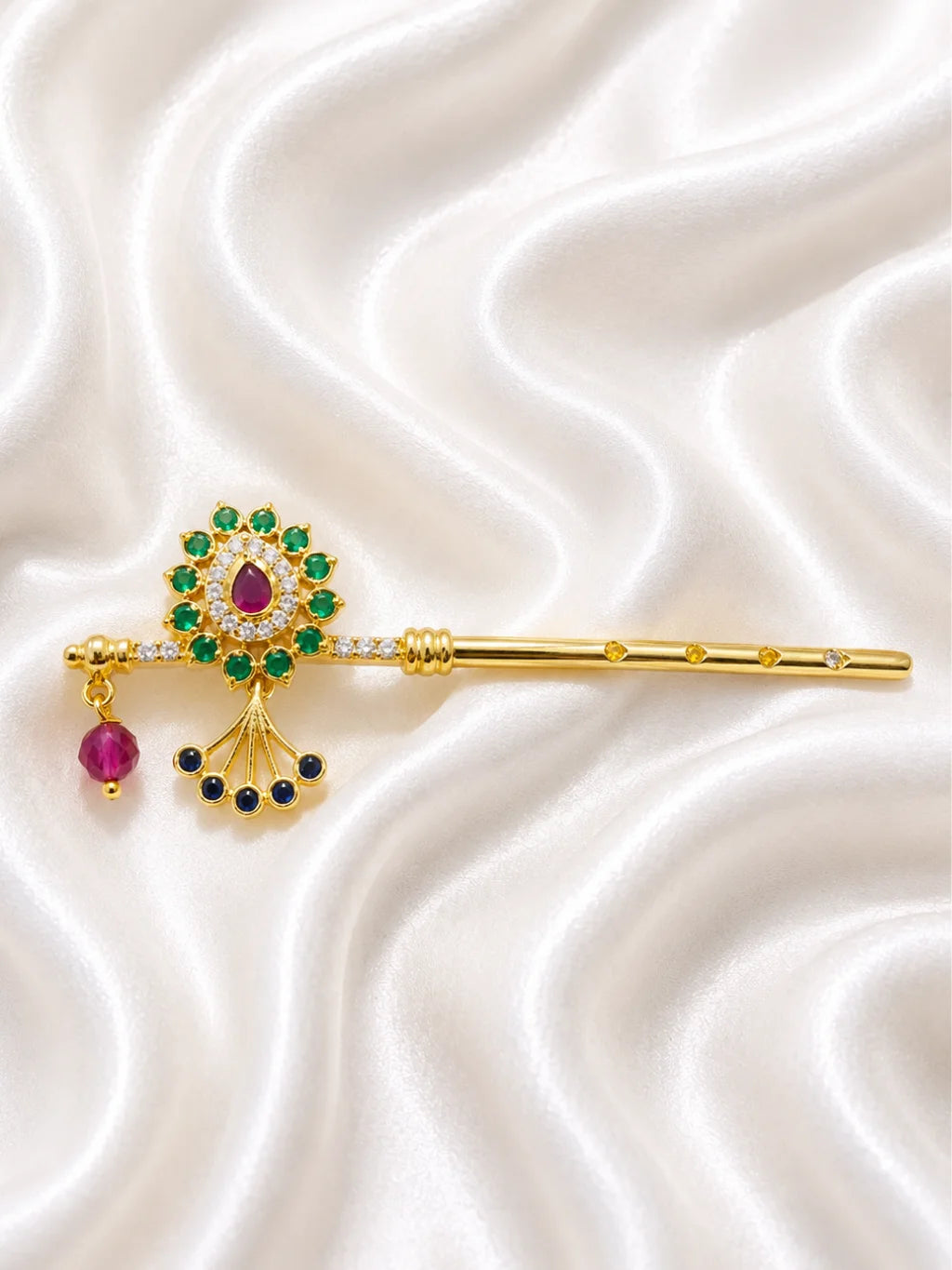 Rajasi Ratnajadit Gold-Plated Bansi for Laddu Gopal – Premium Krishna Flute