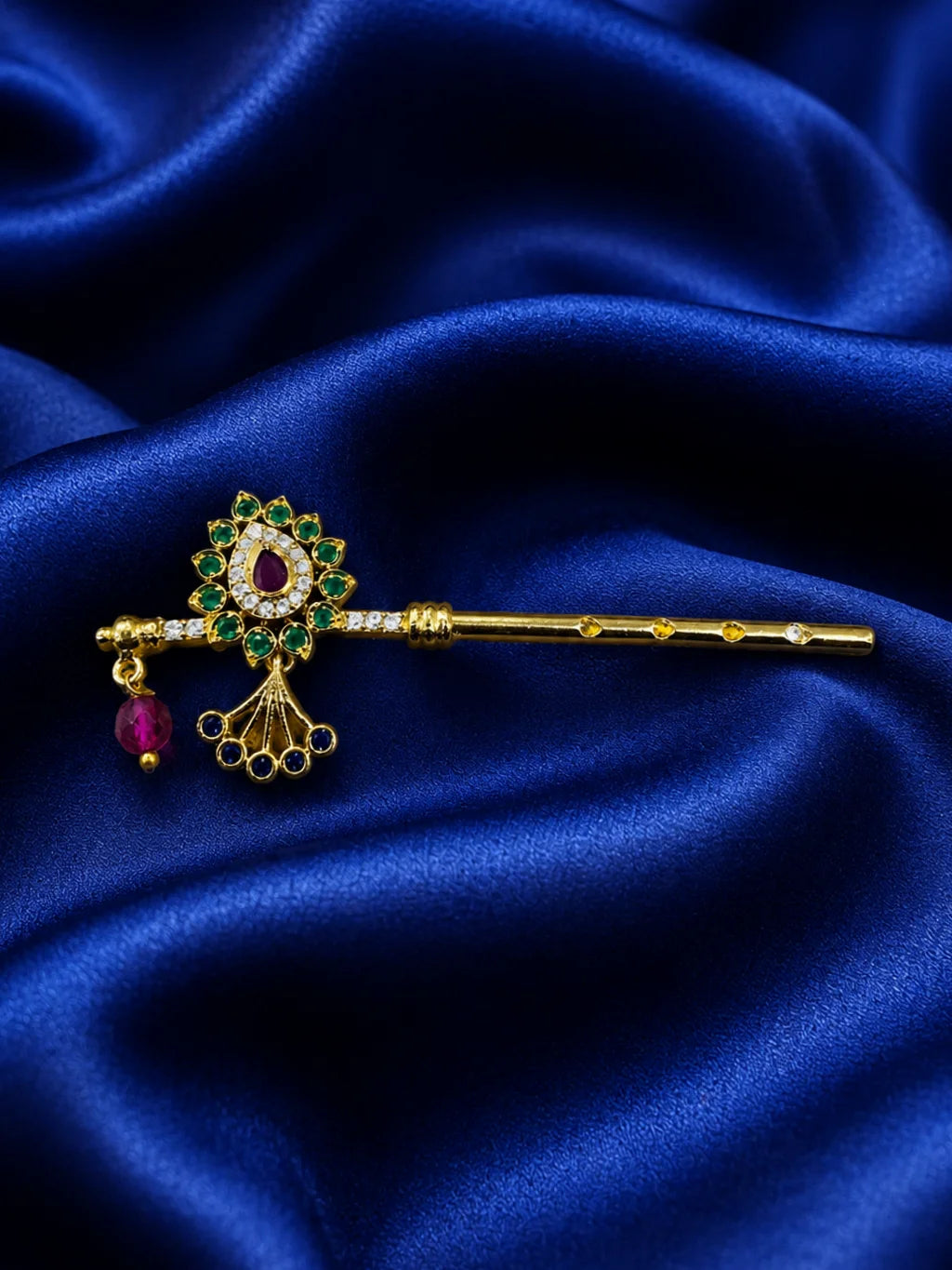 Rajasi Ratnajadit Gold-Plated Bansi for Laddu Gopal – Premium Krishna Flute