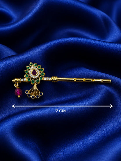 Rajasi Ratnajadit Gold-Plated Bansi for Laddu Gopal – Premium Krishna Flute