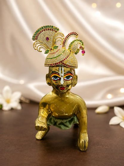 Rajnidhi AD Mukut for Laddu Gopal with sparkling American Diamond stones and premium handcrafted design