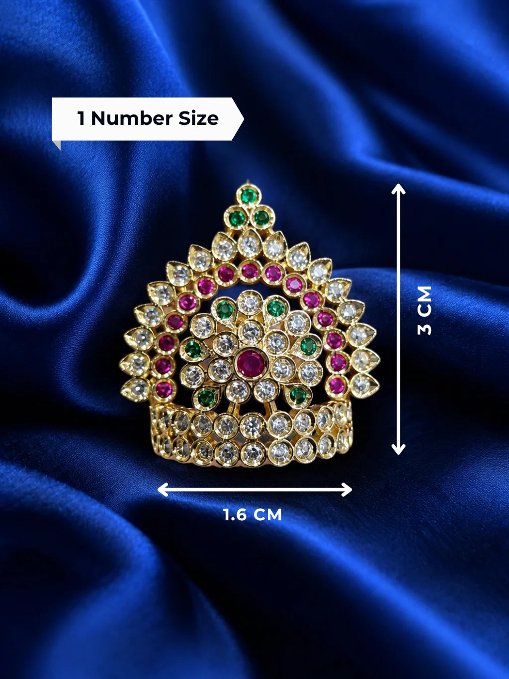 Rajratna AD Stone Mukut for Laddu Gopal with sparkling American diamond stone work