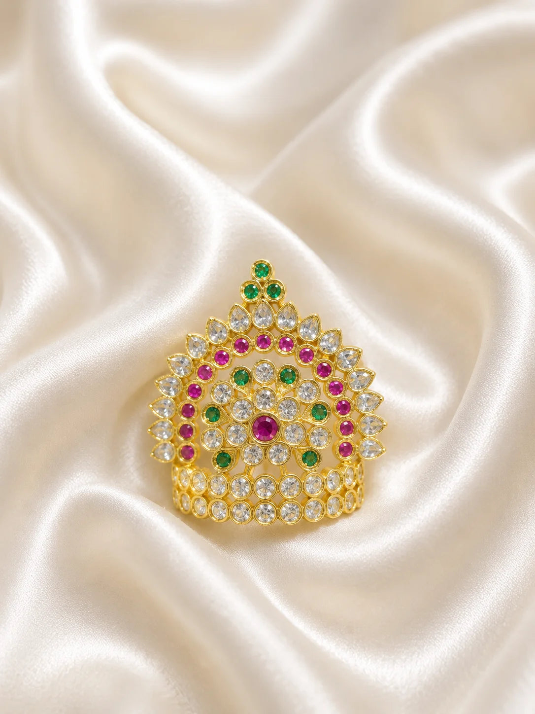 Rajratna AD Stone Mukut for Laddu Gopal with sparkling American diamond stone work