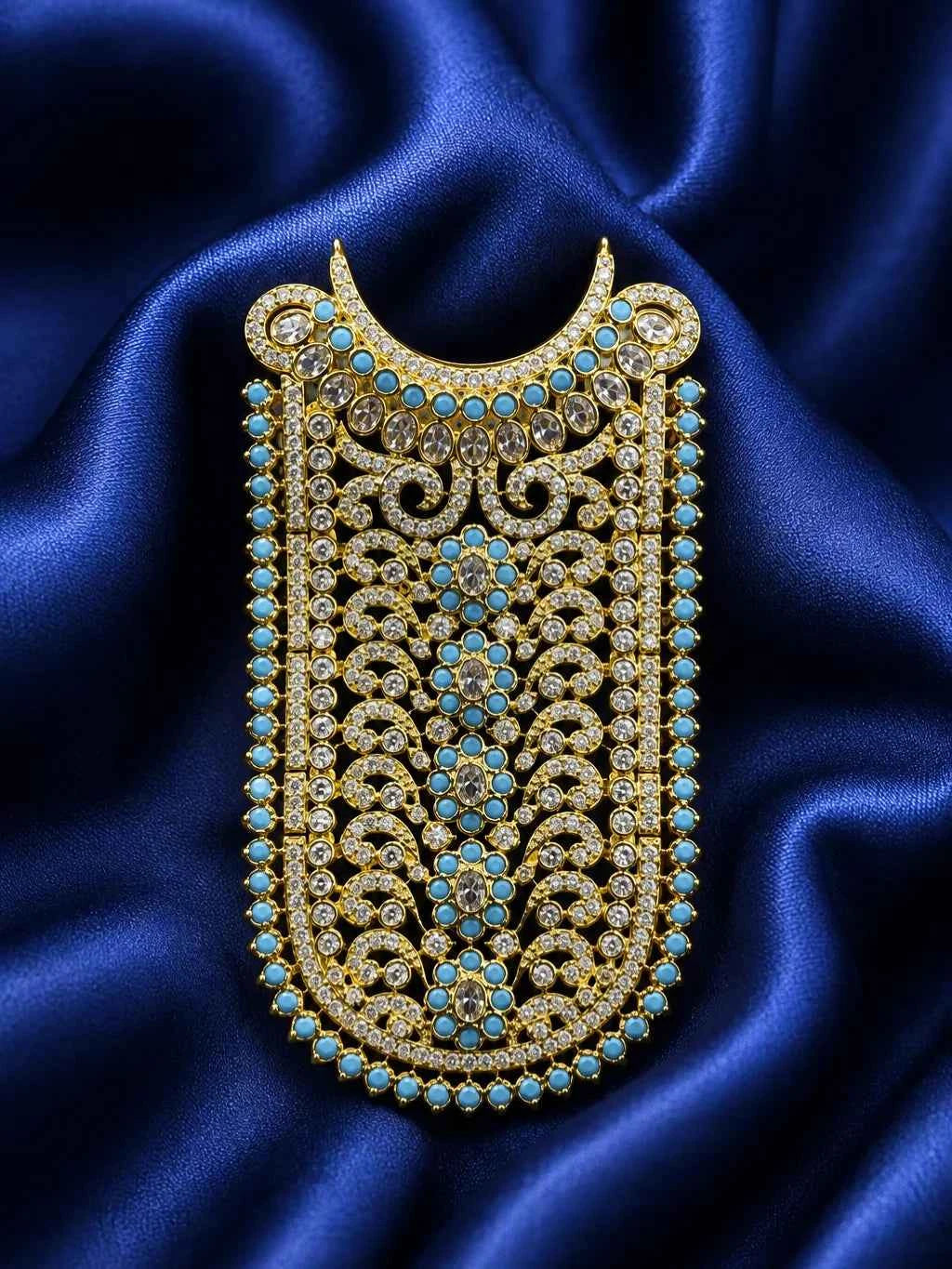 Rajsi Neel Temple AD Necklace for Deity