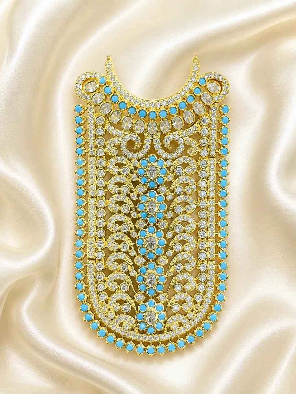 Rajsi Neel Temple AD Necklace for Deity