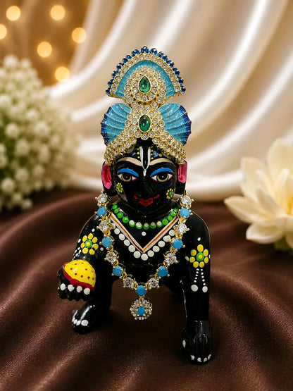 Rajvardhan AD Necklace and Mukut Combo for Laddu Gopal with sparkling American diamond stone work