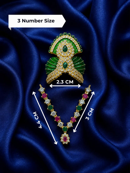 Rajvardhan AD Necklace and Mukut Combo for Laddu Gopal with sparkling American diamond stone work