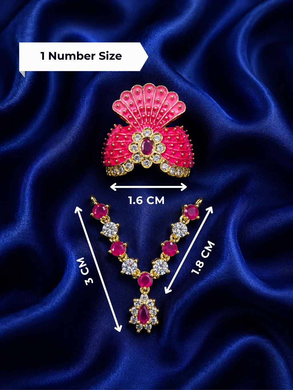 Raktima AD Necklace and Mukut Set for Laddu Gopal with sparkling American diamond stone work