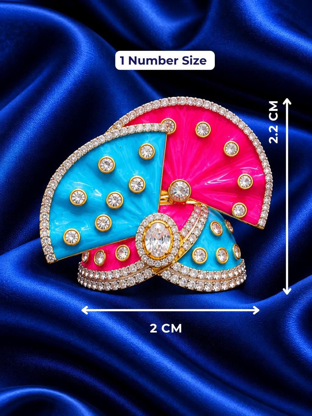 Shop Rang Mahal AD Mukut for Deity with vibrant royal-inspired artistry and sparkling AD work. A beautiful crown for Laddu Gopal and festive shringar.
