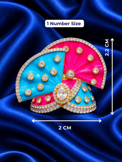 Shop Rang Mahal AD Mukut for Deity with vibrant royal-inspired artistry and sparkling AD work. A beautiful crown for Laddu Gopal and festive shringar.

