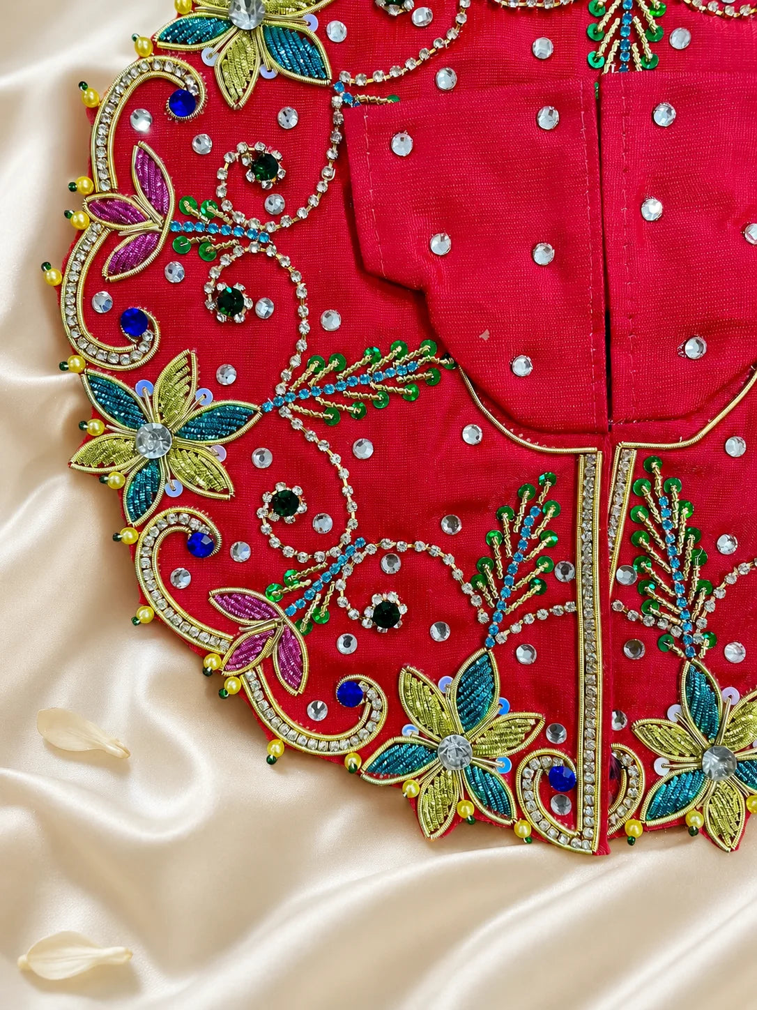 Scarlet Multicolor Floral Poshak for Laddu Gopal
