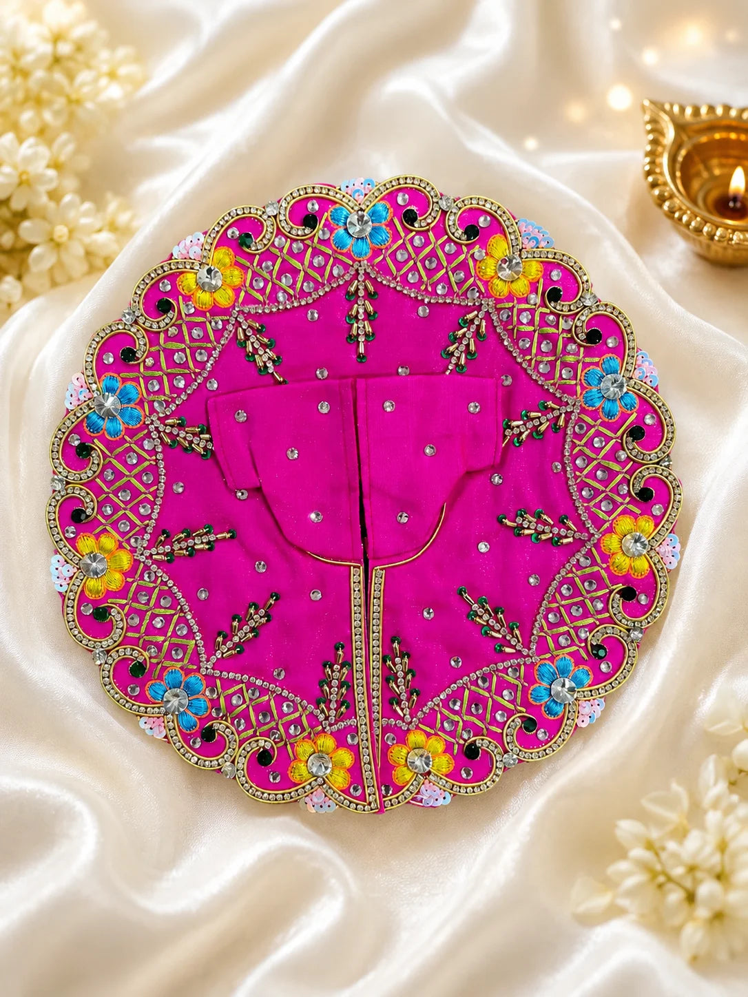 Rani Pink Floral Poshak for Laddu Gopal