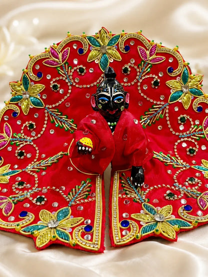 Scarlet Multicolor Floral Poshak for Laddu Gopal