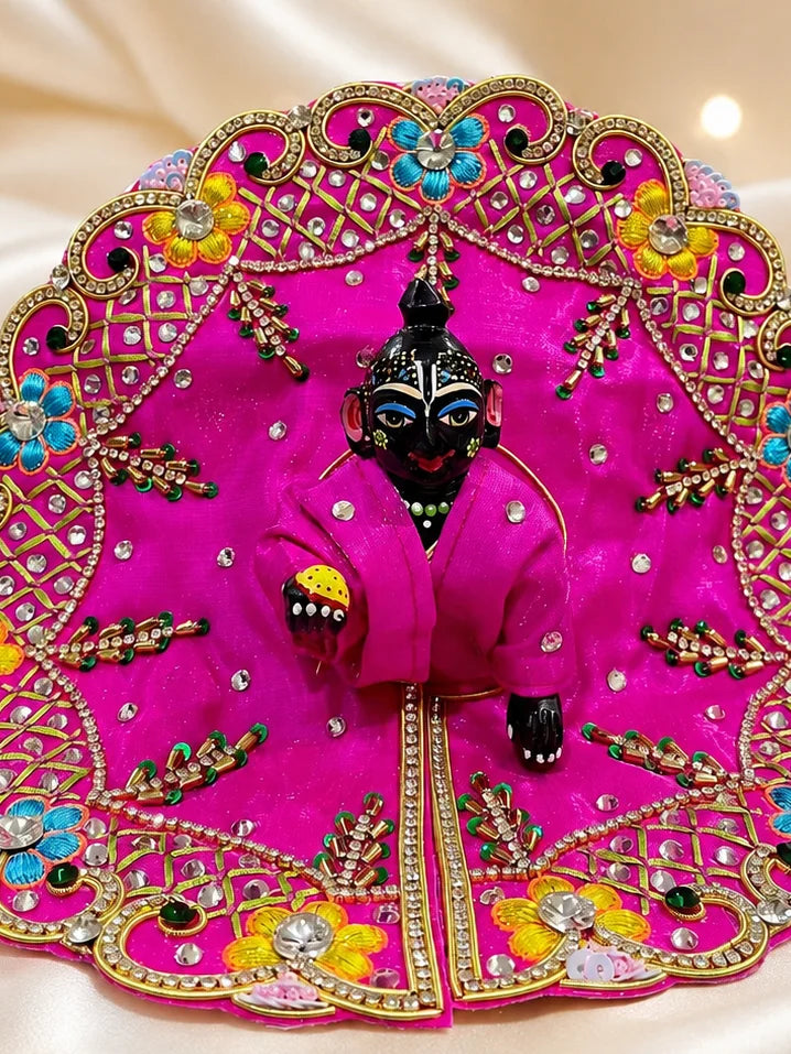 Rani Pink Floral Poshak for Laddu Gopal