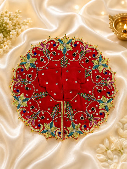 Scarlet Multicolor Floral Poshak for Laddu Gopal