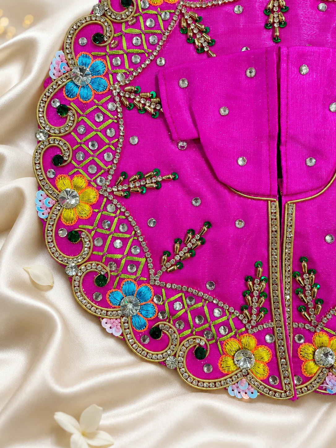 Rani Pink Floral Poshak for Laddu Gopal