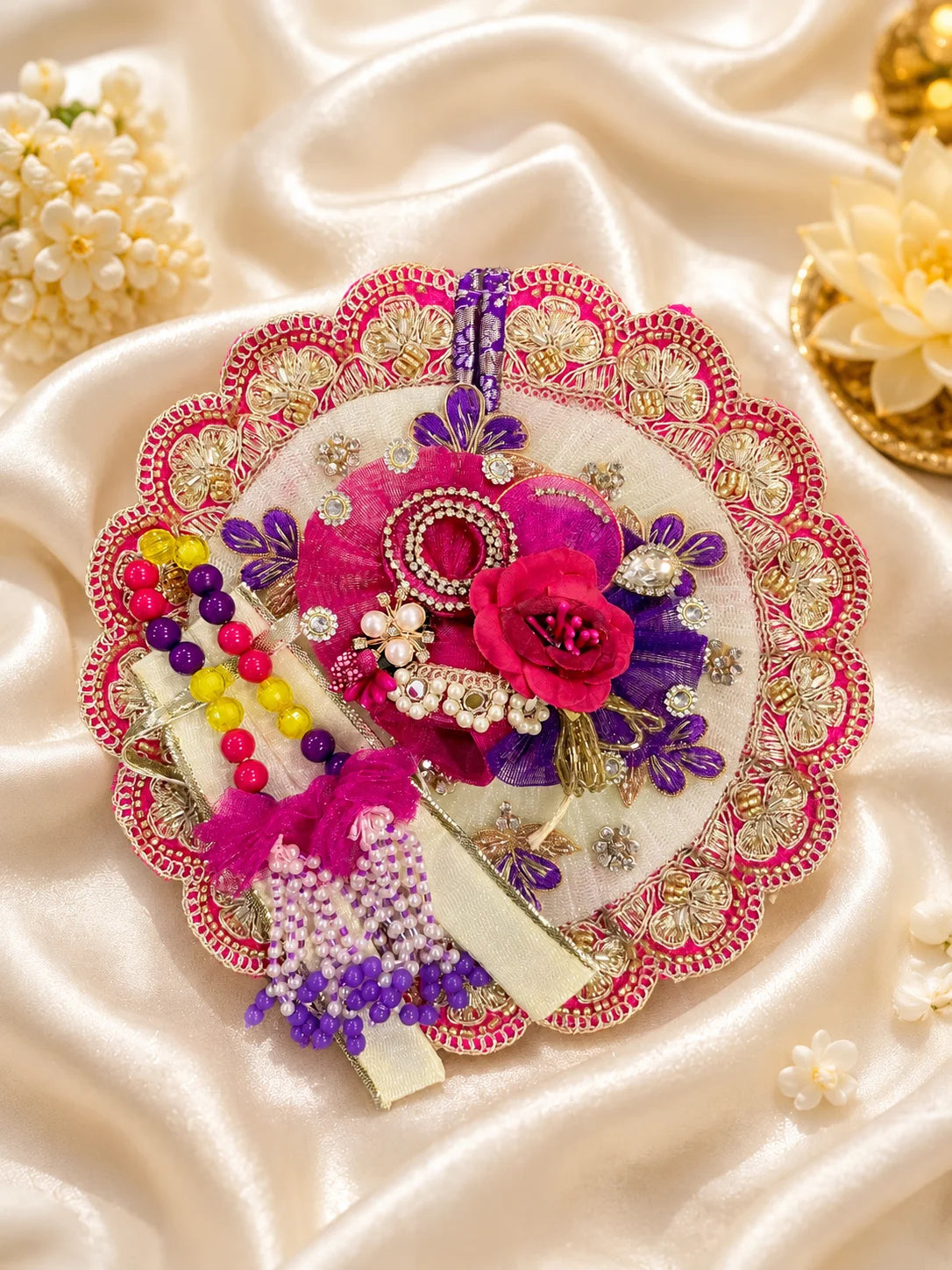 Rani Purple Poshak deity dress for Laddu Gopal shringar
