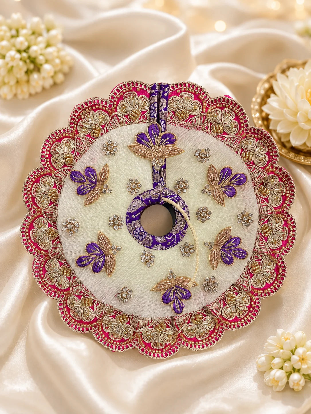 Rani Purple Poshak deity dress for Laddu Gopal shringar
