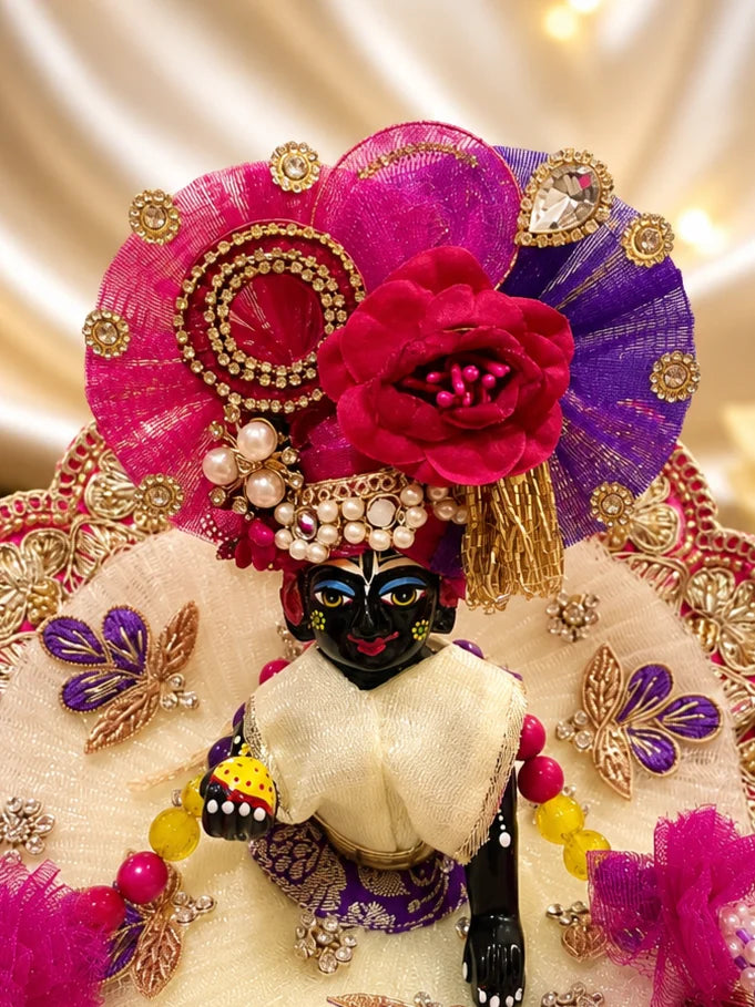 Rani Purple Poshak deity dress for Laddu Gopal shringar