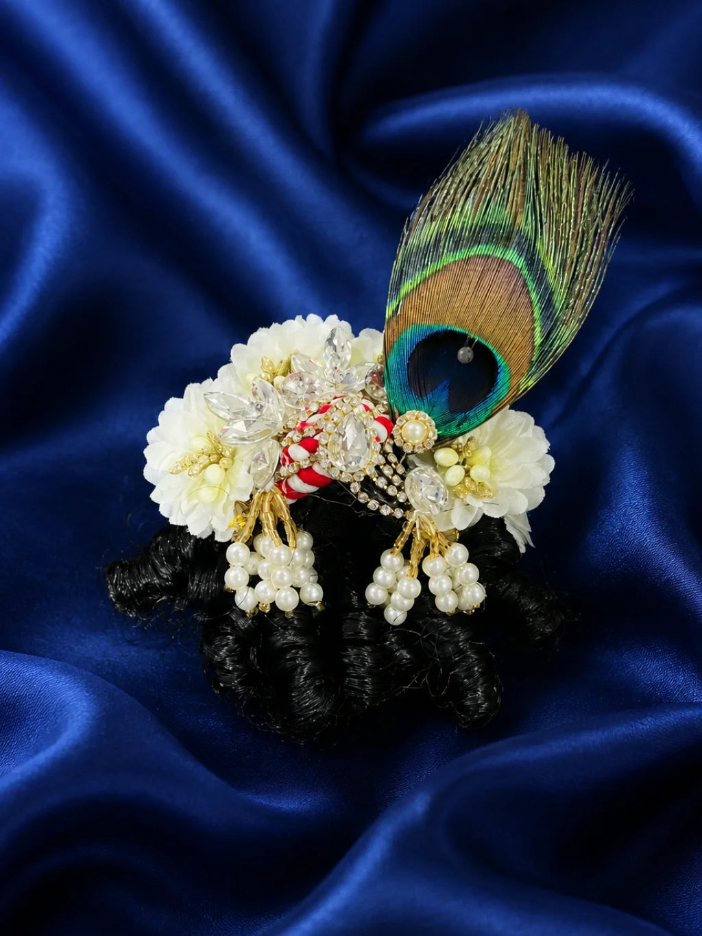 Rasika Mukut pair with attached hair for Radha Krishna Jugal Jodi