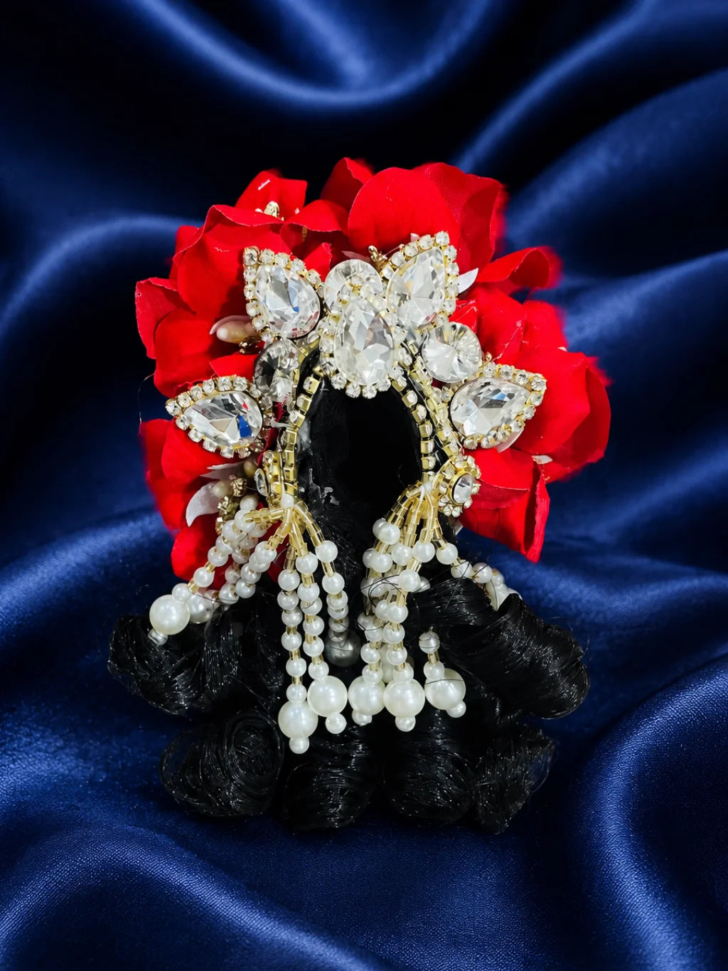 Rasika Mukut pair with attached hair for Radha Krishna Jugal Jodi