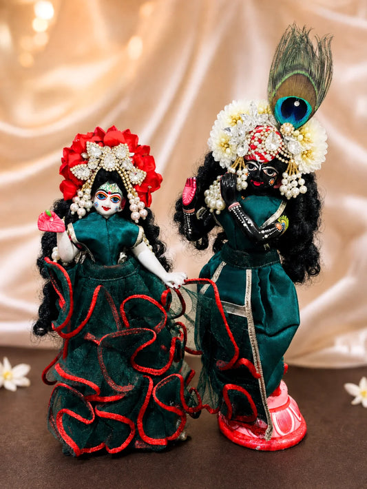 Rasika Mukut pair with attached hair for Radha Krishna Jugal Jodi